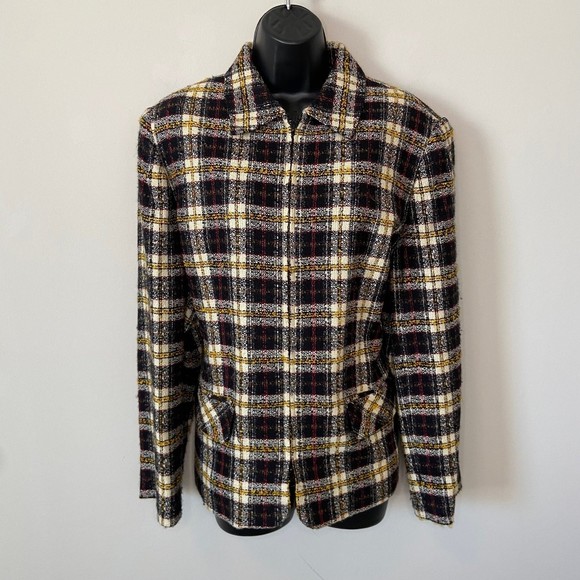 Sag Harbor Jackets & Blazers - Yellow Red Y2K Plaid Shacket Jacket Blazer Size 16 XL Dark Academia Window Pane